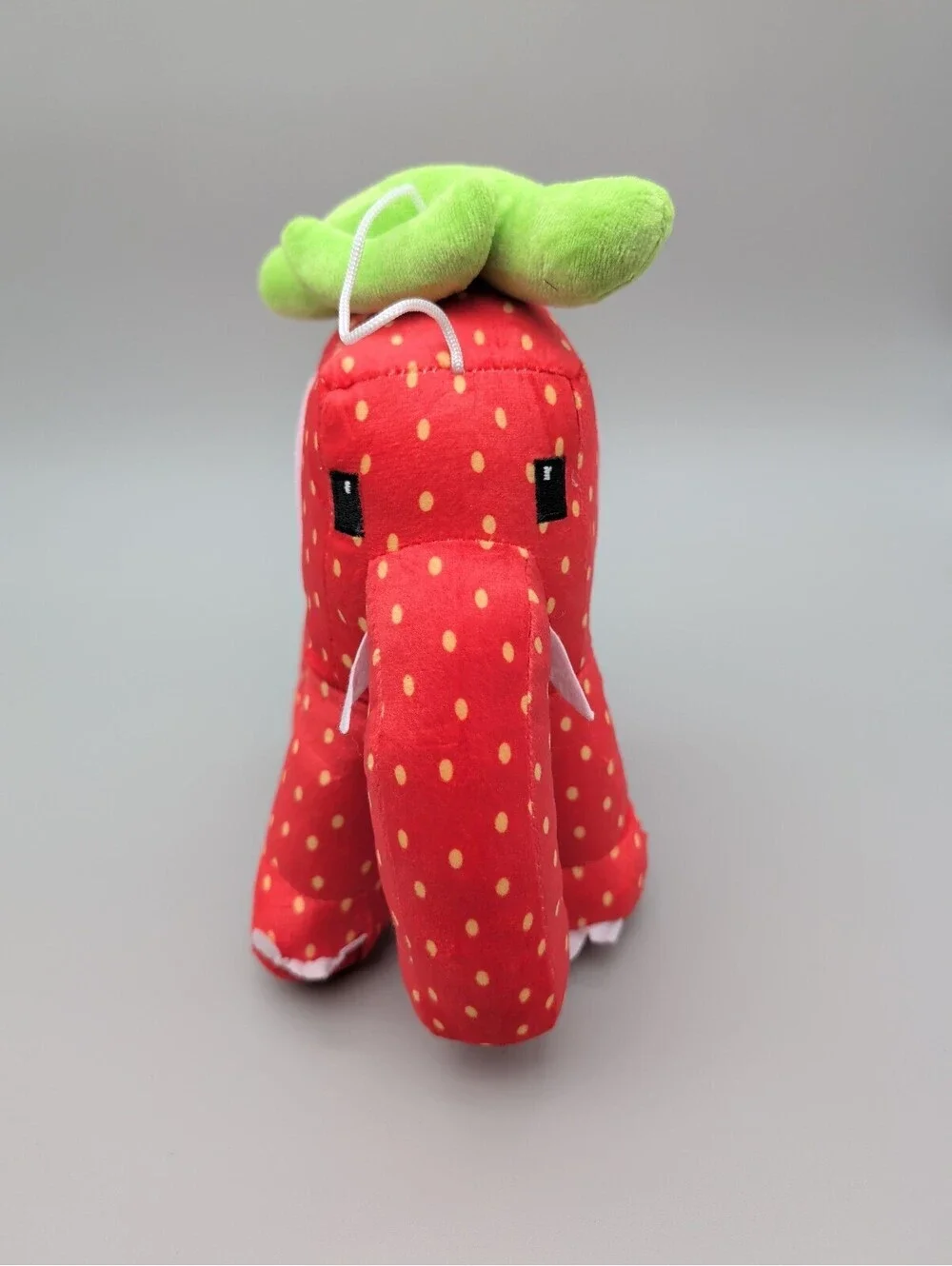 Red Strawberry Elephant Plush Toy with Green Leaf Top